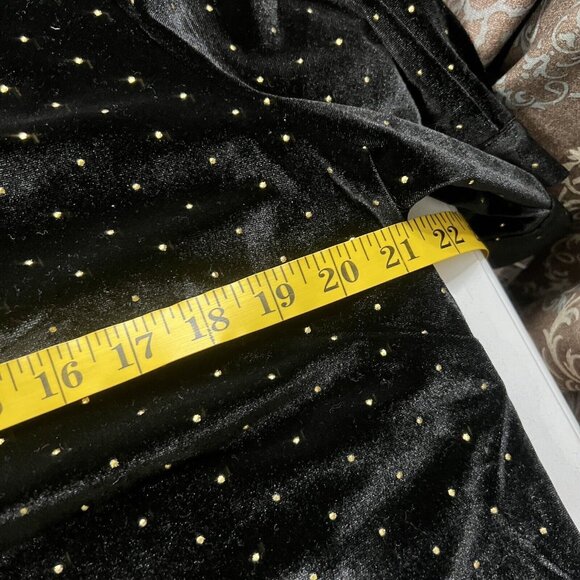 NWT Nanette Lepore Black Velvet Blouse Gold Polka Dots Mockneck Shirt XL NEW - Picture 14 of 16